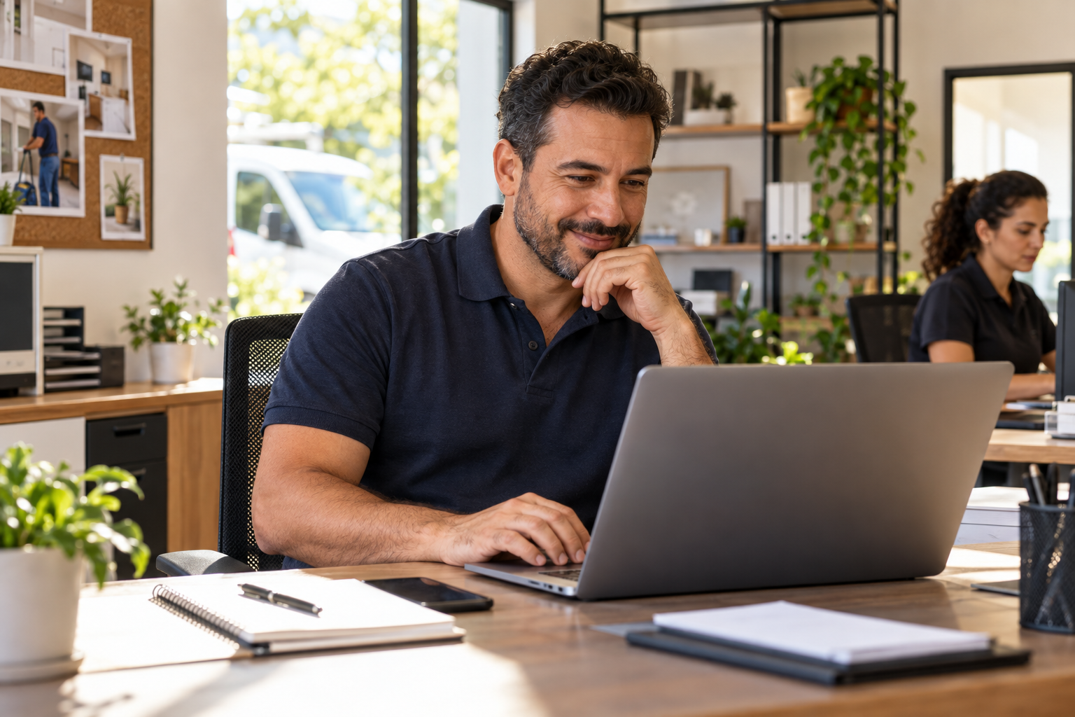 Perguntas frequentes: empresário consultando informações no computador